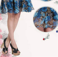 Bohemian Womens V-neck Chiffon Pleated Floral Gown Prom Chiffon Dresses Y4 J4U66