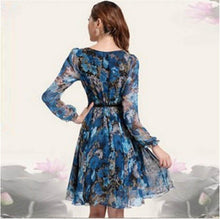 bohemian womens v neck chiffon pleated floral gown prom chiffon dresses J4U66