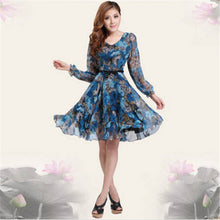 bohemian womens v neck chiffon pleated floral gown prom chiffon dresses J4U66