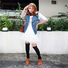 Cotton Made Casual Stockings Hosiery Women Above Knee Skinny Long Stockings Women Black White Grey J4U66