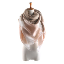 women square scarf faux cashmere pashmina contrast plaids tassels ladies scarves vintage shawl J4U66