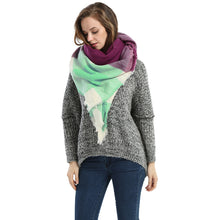 women square scarf faux cashmere pashmina contrast plaids tassels ladies scarves vintage shawl J4U66