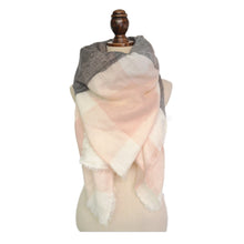 women square scarf faux cashmere pashmina contrast plaids tassels ladies scarves vintage shawl J4U66