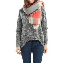 women square scarf faux cashmere pashmina contrast plaids tassels ladies scarves vintage shawl J4U66
