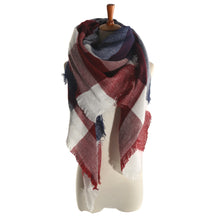 women square scarf faux cashmere pashmina contrast plaids tassels ladies scarves vintage shawl J4U66
