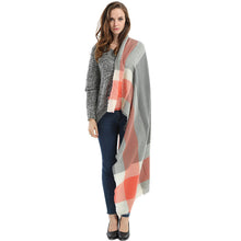 women square scarf faux cashmere pashmina contrast plaids tassels ladies scarves vintage shawl J4U66