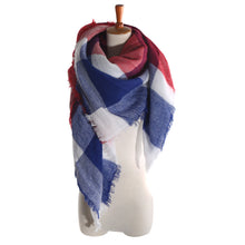 women square scarf faux cashmere pashmina contrast plaids tassels ladies scarves vintage shawl J4U66