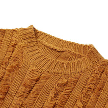 women knitted sweater tassels fringed solid o neck long sleeve casual loose warm jumper pullover knitwear J4U66