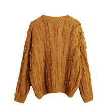 women knitted sweater tassels fringed solid o neck long sleeve casual loose warm jumper pullover knitwear J4U66