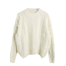 women knitted sweater tassels fringed solid o neck long sleeve casual loose warm jumper pullover knitwear J4U66
