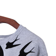 casual women swallow printing o neck long sleeve loose sweatshirt pullovers tops clothes J4U66