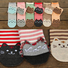 Cat Footprints Cute Cotton Socks Floor meias Women Animals Style Cat Striped Cartoon Sock J4U66