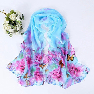 Chiffon Womens Scarf Fashion Long Warm Shawl Infinity foulard echarpe Floral Scarf Women bufandas Pashmina  J4U66