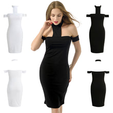 elegant black stretchy casual dress women club party backless sexy bodycon dress girls short mini pencil vestidos J4U66