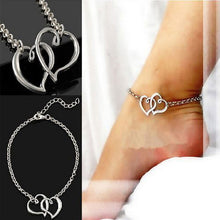Elegant Double Heart Chain Ankle Bracelet Barefoot Sandals Anklets For Women sandalia feminina J4U66