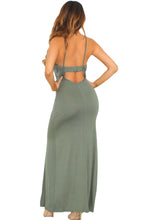 elegant night club vestidos solid straps elastic cutout back maxi dress robe longue femme J4U66