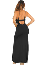 elegant night club vestidos solid straps elastic cutout back maxi dress robe longue femme J4U66