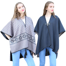 euro women knitted scarf poncho floral print shawls scarves vintage ladies warm tassel ponchos capes bolsa feminina J4U66