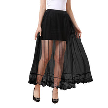 european skirts women runway long skirt sheer tulle skirt elastic waist lining midi maxi skirt faldas black white J4U66