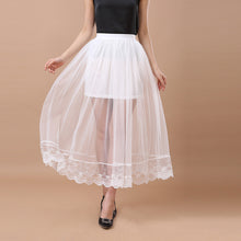 european skirts women runway long skirt sheer tulle skirt elastic waist lining midi maxi skirt faldas black white J4U66