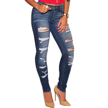 fall women denim destroyed skinny jeans high waist jeans woman stretchy ripped hole pencil pants vaqueros mujer J4U66