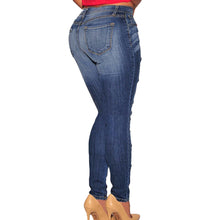 fall women denim destroyed skinny jeans high waist jeans woman stretchy ripped hole pencil pants vaqueros mujer J4U66