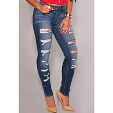 fall women denim destroyed skinny jeans high waist jeans woman stretchy ripped hole pencil pants vaqueros mujer J4U66