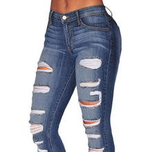 fall women denim destroyed skinny jeans high waist jeans woman stretchy ripped hole pencil pants vaqueros mujer J4U66