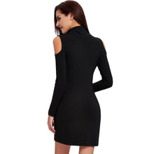 fall sexy women knit dress off shoulder turtleneck long sleeve solid bodycon pencil dress plus size women clothing J4U66
