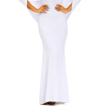 fall women ball gown party bodycon dress tunique mermaid plunge v neck cocktail club prom gown maxi long dress black white J4U66