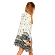 animal print women blouses open front tassel kimono cardigan long sleeve kimono casual shirt women blusas J4U66