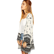 animal print women blouses open front tassel kimono cardigan long sleeve kimono casual shirt women blusas J4U66