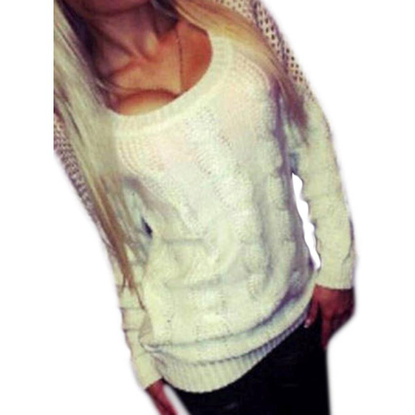 Fashion Women Long Sleeve Loose Knitted Backless Knitwear Fast Shipping J4U66