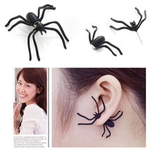 Fashion Exaggerated Gothic Punk Cool 3D Cuff Earring Stereo Black Spider Stud Earrings Animal Harajuku Stud Earrings J4U66