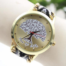 Fashion Ladies Women Tree Of Life Pattern Bracelet Watch Knitting Dial Quartz Watch  J4U66