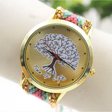 Fashion Ladies Women Tree Of Life Pattern Bracelet Watch Knitting Dial Quartz Watch  J4U66