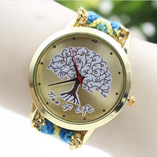 Fashion Ladies Women Tree Of Life Pattern Bracelet Watch Knitting Dial Quartz Watch  J4U66