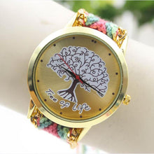 Fashion Ladies Women Tree Of Life Pattern Bracelet Watch Knitting Dial Quartz Watch  J4U66
