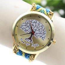 Fashion Ladies Women Tree Of Life Pattern Bracelet Watch Knitting Dial Quartz Watch  J4U66
