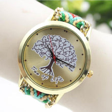 Fashion Ladies Women Tree Of Life Pattern Bracelet Watch Knitting Dial Quartz Watch  J4U66