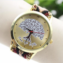 Fashion Ladies Women Tree Of Life Pattern Bracelet Watch Knitting Dial Quartz Watch  J4U66