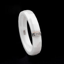 jewelry white gold electroplated polished nano ceramic dome ring with5 sterling silvercz diamond embedded J4U66