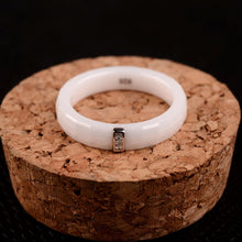jewelry white gold electroplated polished nano ceramic dome ring with5 sterling silvercz diamond embedded J4U66