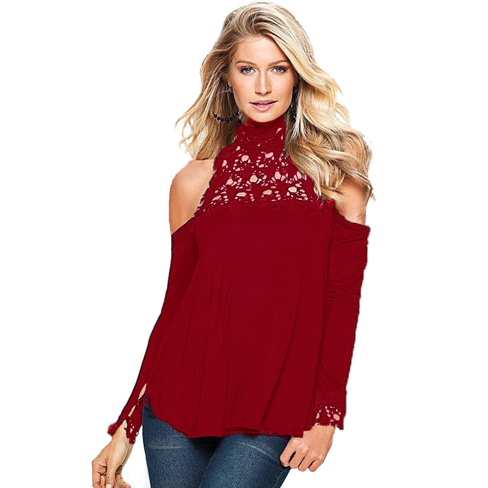 long sleeve women blouses hollow out crochet lace casual tops plus size shirts women lace blouse blusa cothing J4U66