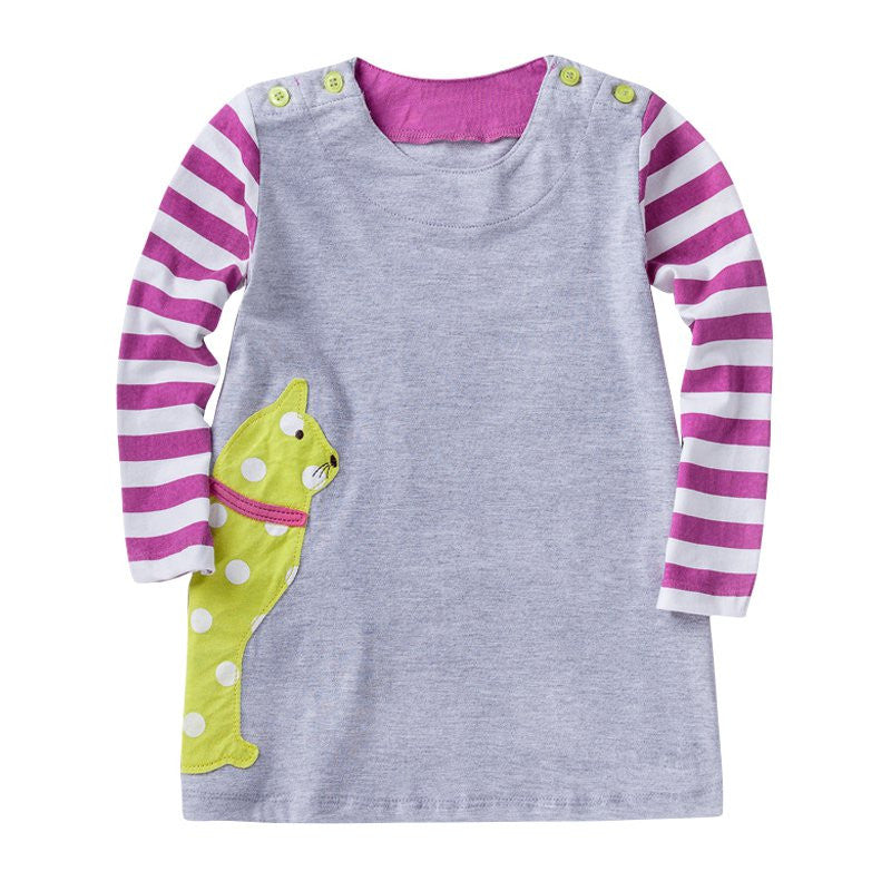 Fashion New Kids Girl Dresses Casual Cartoon Print Dress Girls Clothes J4U66
