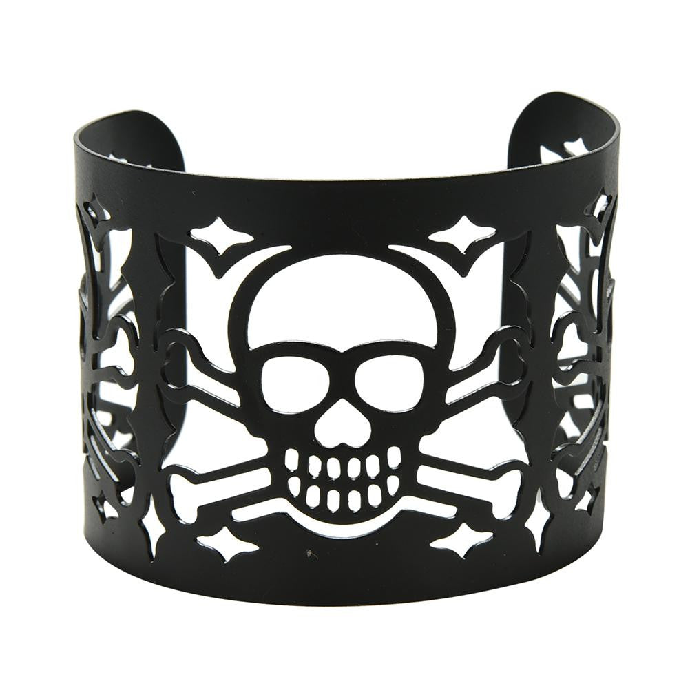Punky Style Hollow Cuff Retro Braid Big Black Metal Bangles For Women Men Charm vintage Wide Bracelet J4U66