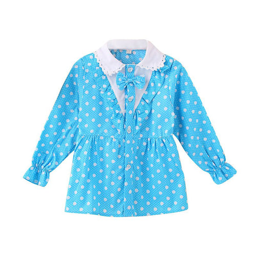 baby girls blouse little kids tops long sleeve polka dot shirts 1~4 years J4U66