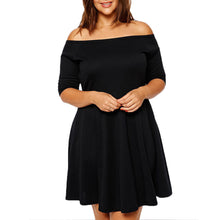 women casual dress slash neck half sleeve loose dress strapless black mini party dress vestidos plus size xxl xxxl J4U66