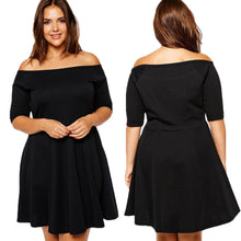 women casual dress slash neck half sleeve loose dress strapless black mini party dress vestidos plus size xxl xxxl J4U66