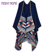 women casual knitted cape poncho open front contrast striped pashmina cardigan outwear tops shawl scarf J4U66